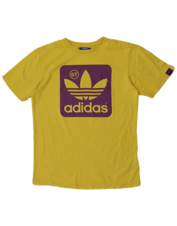 T-shirt grafica da uomo Adidas Top in cotone giallo medio