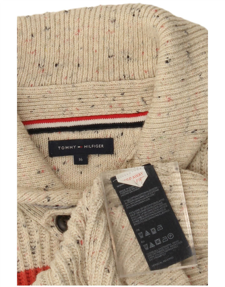 TOMMY HILFIGER Maglione cardigan per ragazzi 15-16 anni Cotone color block beige