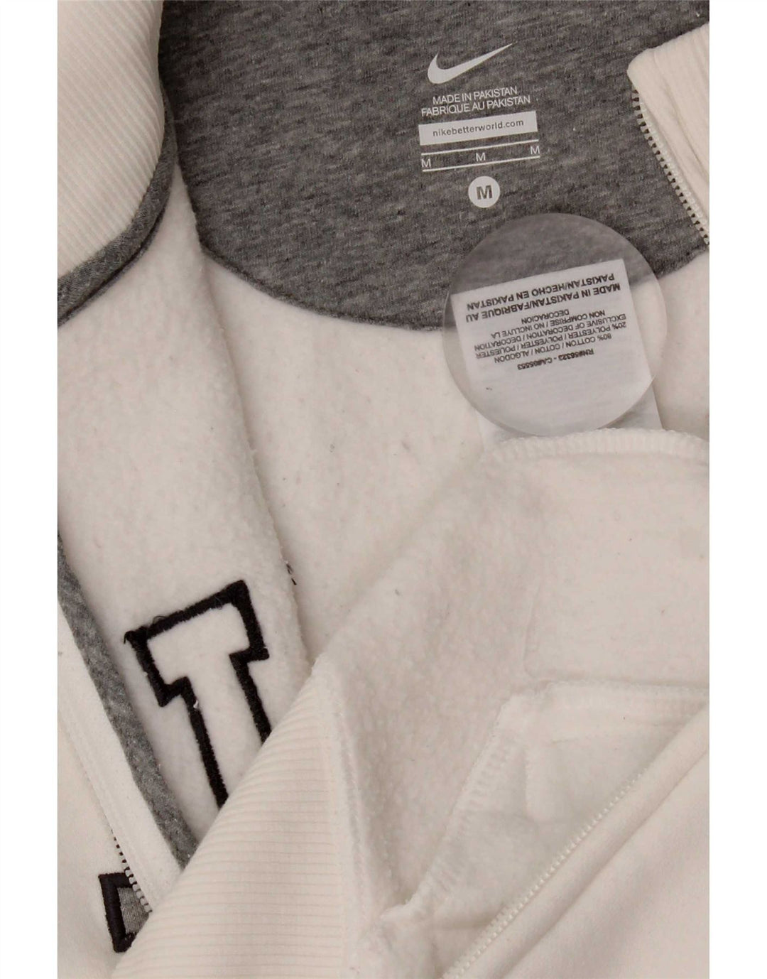 Giacca da ginnastica grafica da donna Nike UK 14 cotone bianco medio
