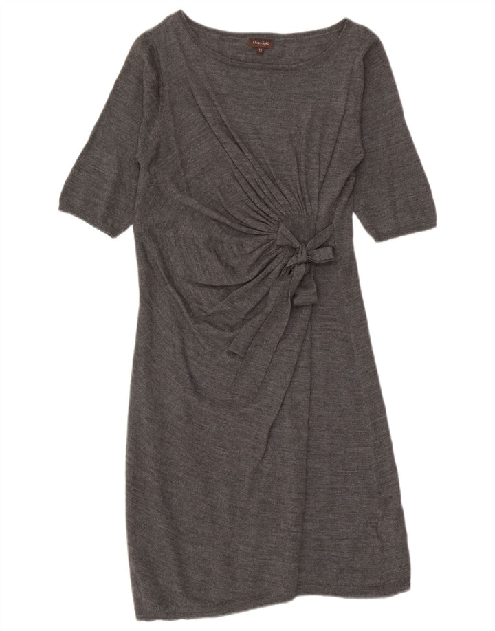 Abito maglione da donna a maniche corte con allacciatura frontale Phase Eight UK 12 Grigio medio