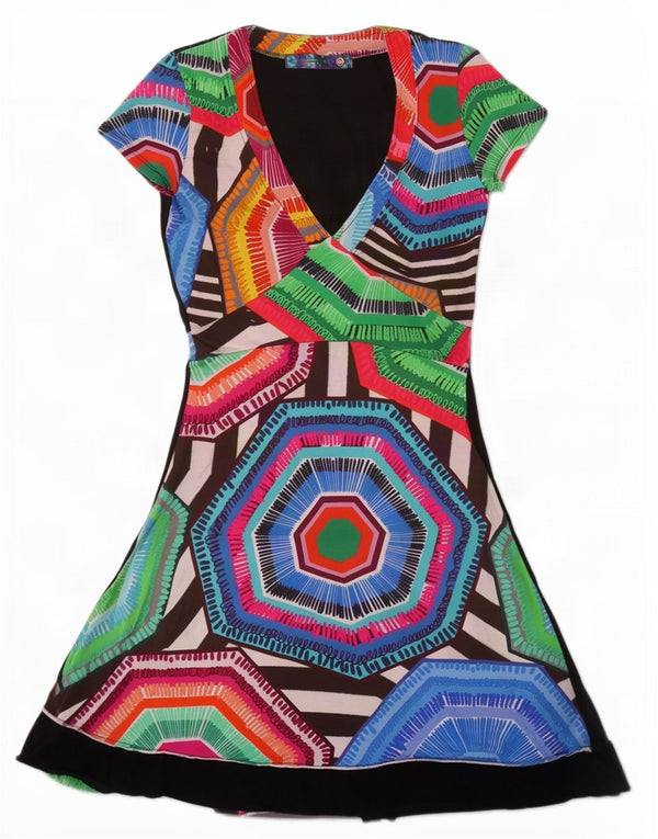 Desigual Abito da donna a linea A con grafica UK 6 XS Cotone geometrico multicolore
