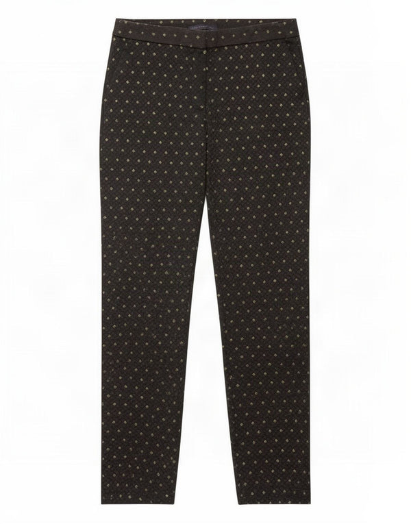 Pantaloni chino da donna Marks & Spencer UK 12 medi W32 L28 neri geometrici