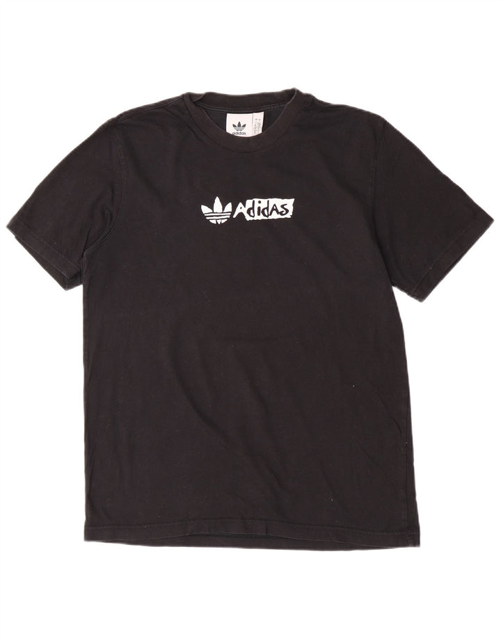 T-shirt grafica da uomo Adidas Top piccola in cotone nero