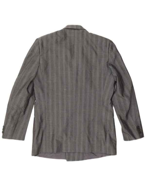 Giacca blazer doppiopetto vintage da uomo IT 48 grigio medio a righe