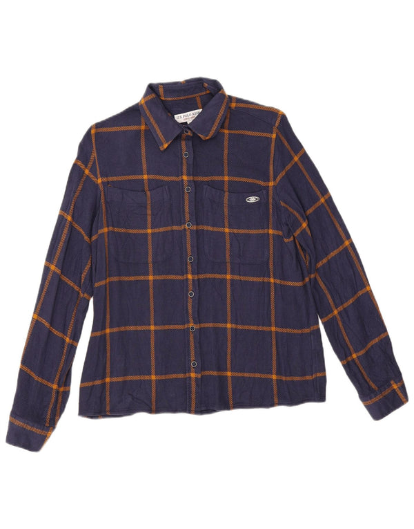 Polo Assn. Camicia in flanella da donna EU 36 piccola viscosa a quadri blu navy
