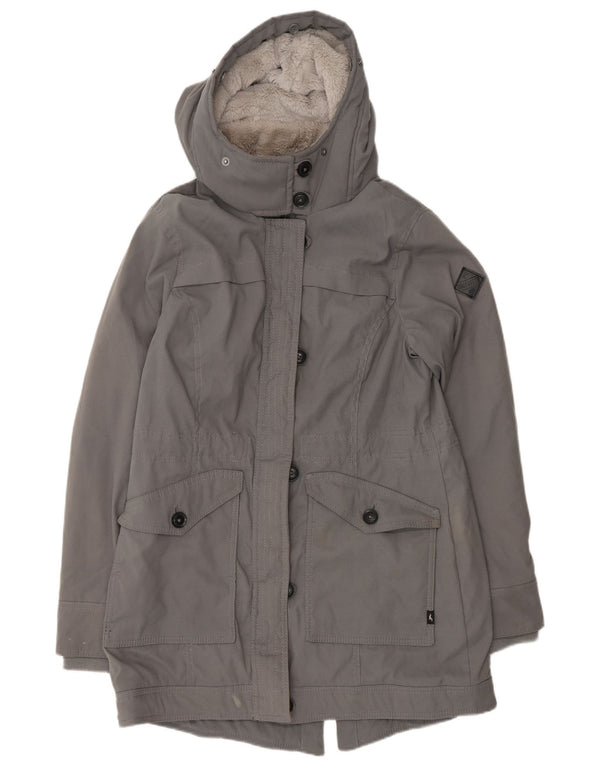Giacca Hollister Sherpa Parka da donna con cappuccio UK 14 Poliestere grigio medio