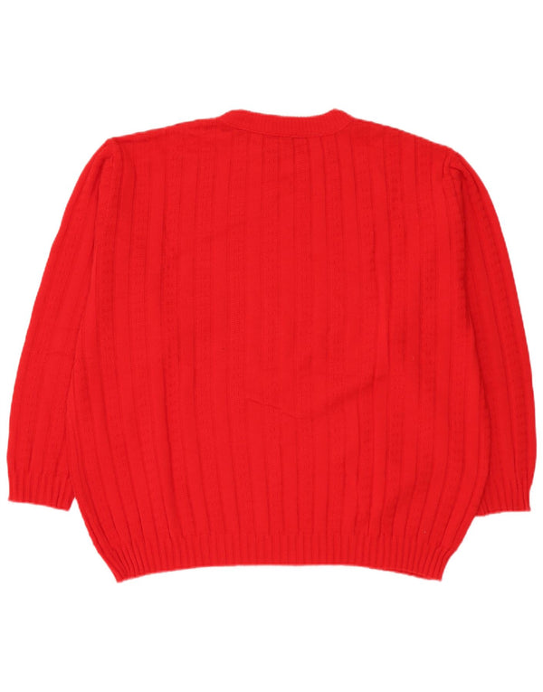 Maglione vintage da uomo girocollo IT 58 3XL rosso poliacrilico