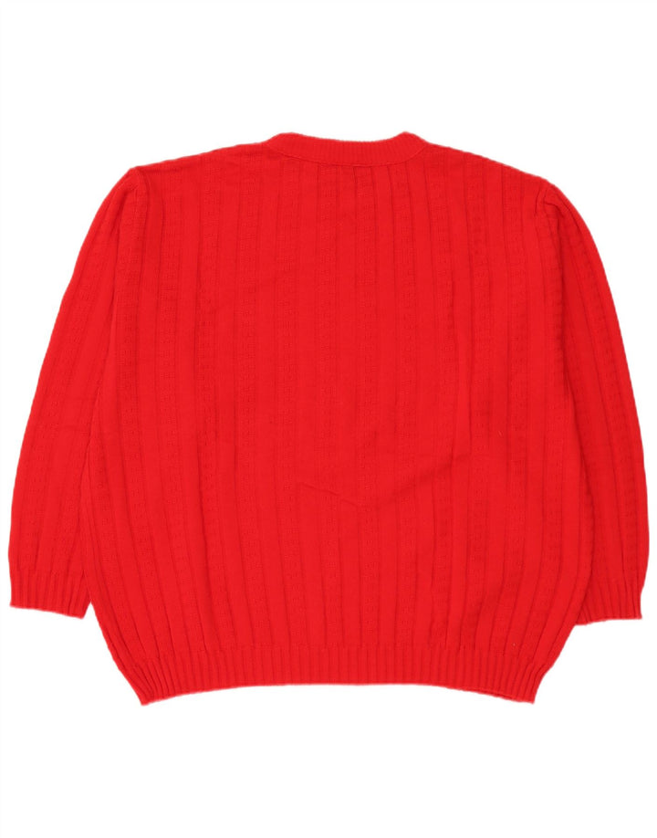 Maglione vintage da uomo girocollo IT 58 3XL rosso poliacrilico