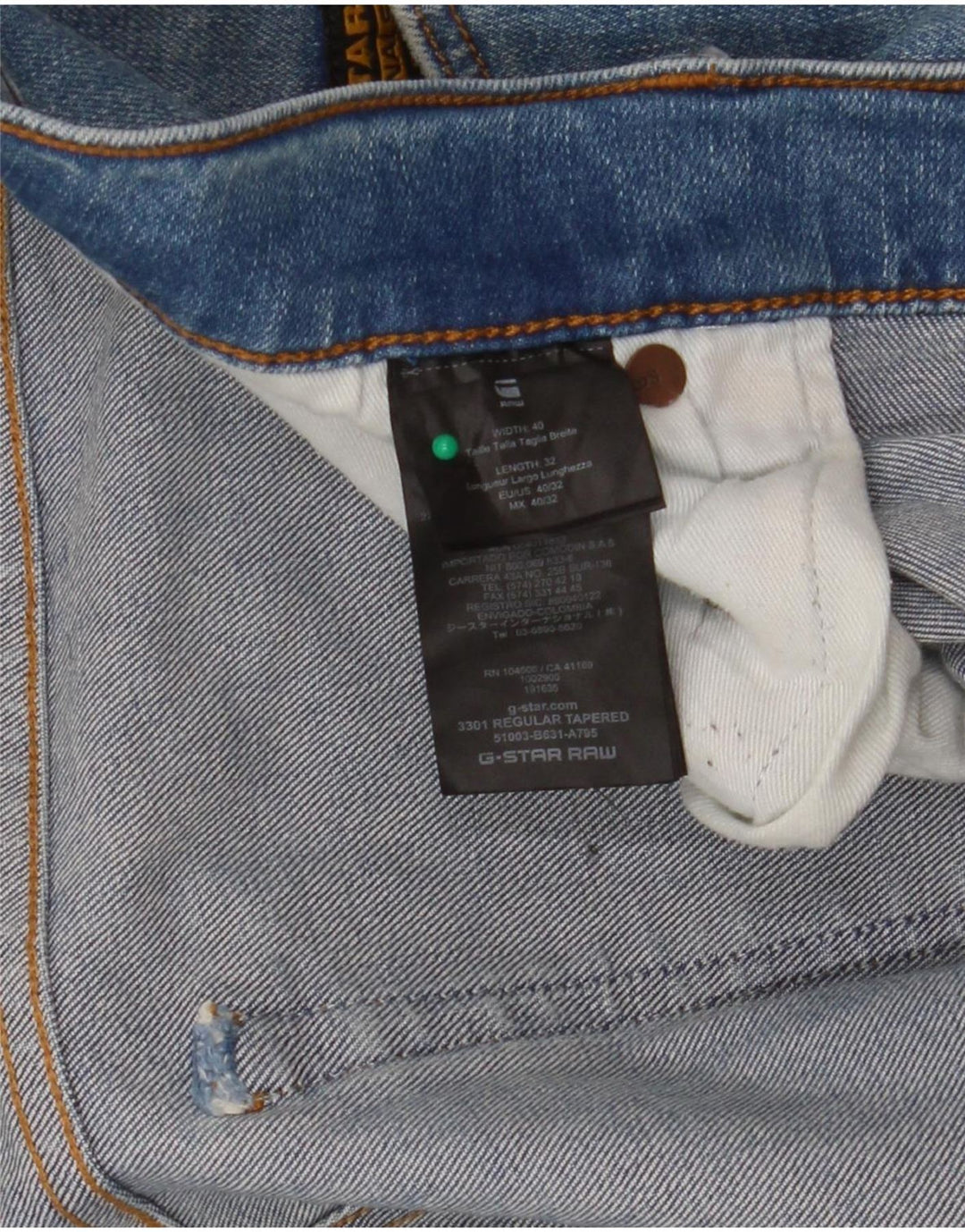 Jeans slim da uomo G-Star 3301 W40 L32 Blu