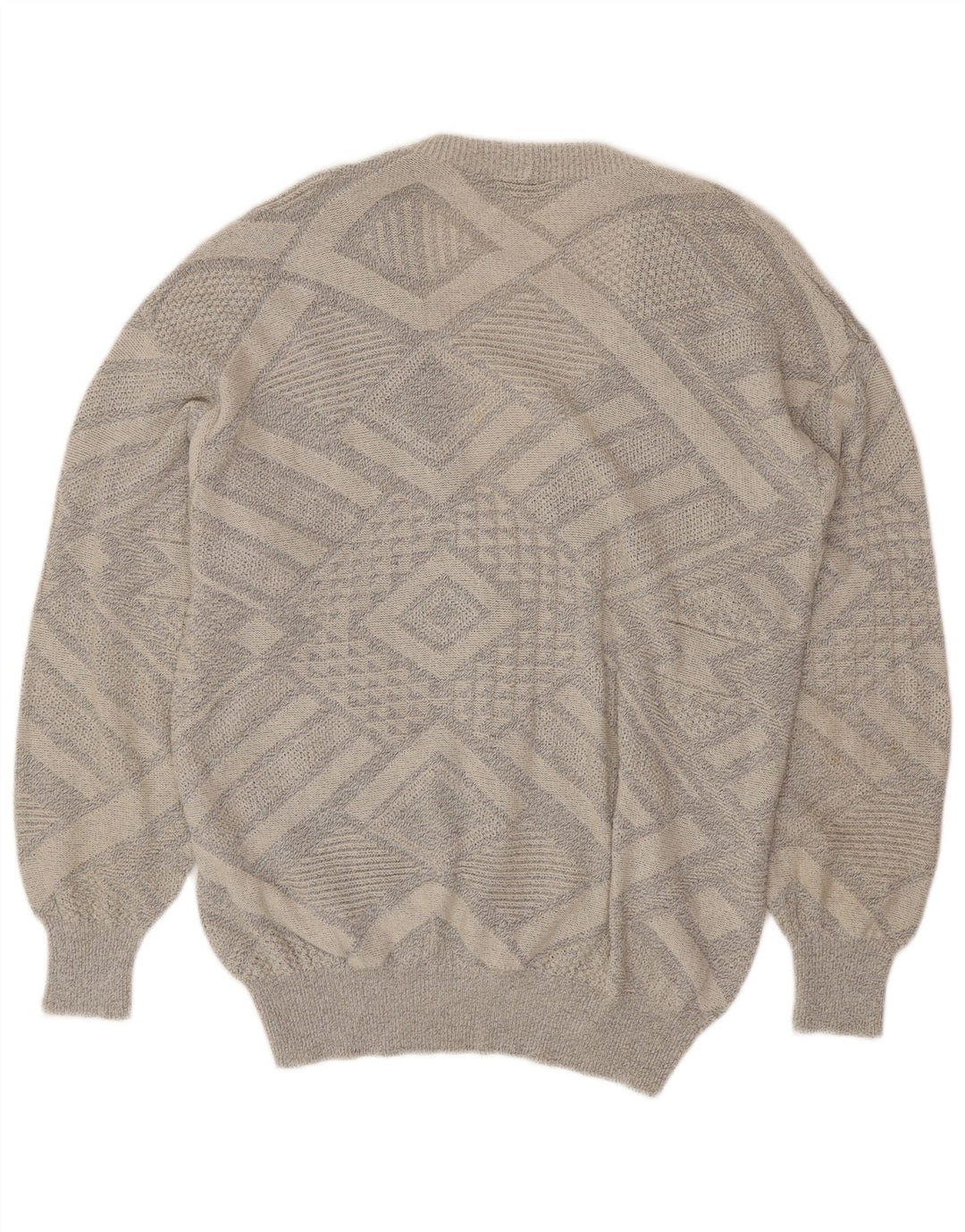 Maglione cardigan da uomo VINTAGE grande cotone geometrico grigio