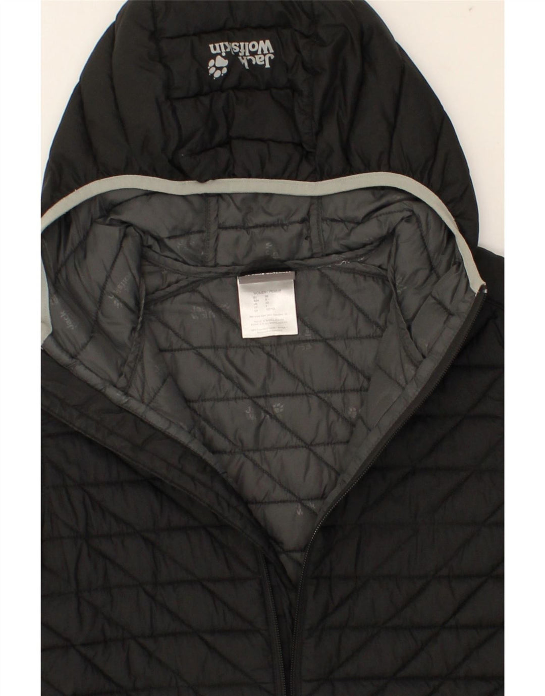 JACK WOLFSKIN Womens Hooded Padded Coat UK 8 Small  Black Polyamide Vintage Jack Wolfskin and Second-Hand Jack Wolfskin from Messina Hembry 