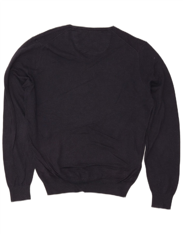 MASSIMO DUTTI Maglione oversize da donna con scollo a V UK 10 Piccolo Blu Navy