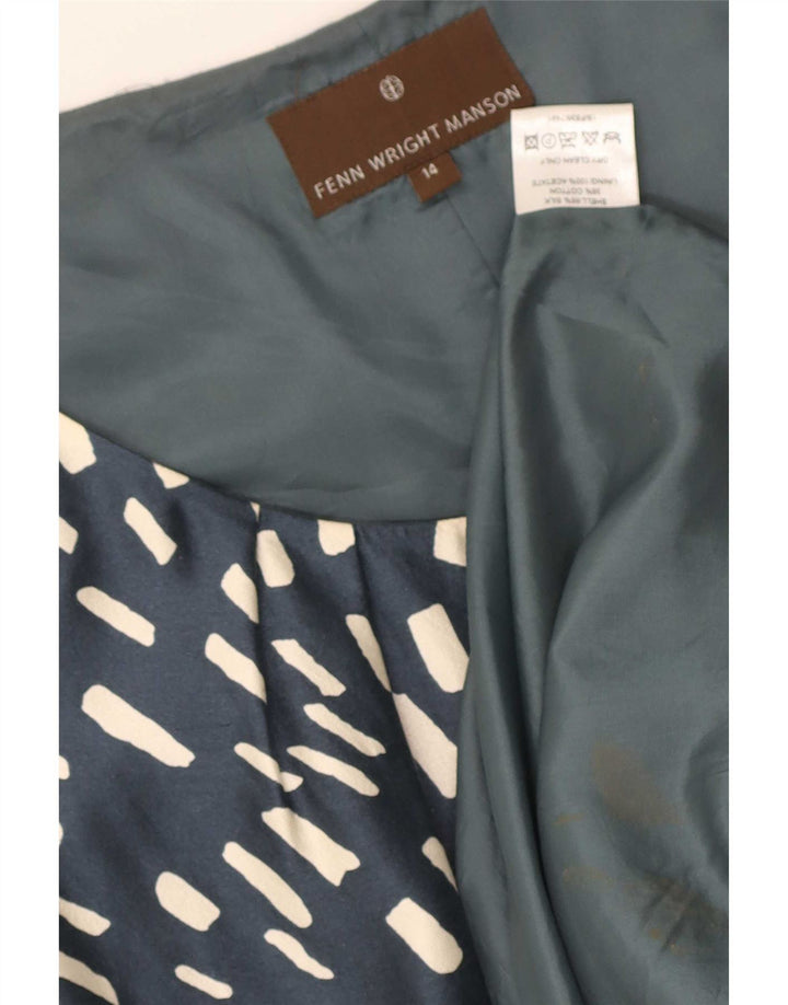 Abito tubino da donna Fenn Wright Manson UK 14 Seta geometrica blu medio