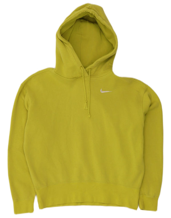 NIKE Felpa con cappuccio oversize da donna UK 6 XS Cotone giallo