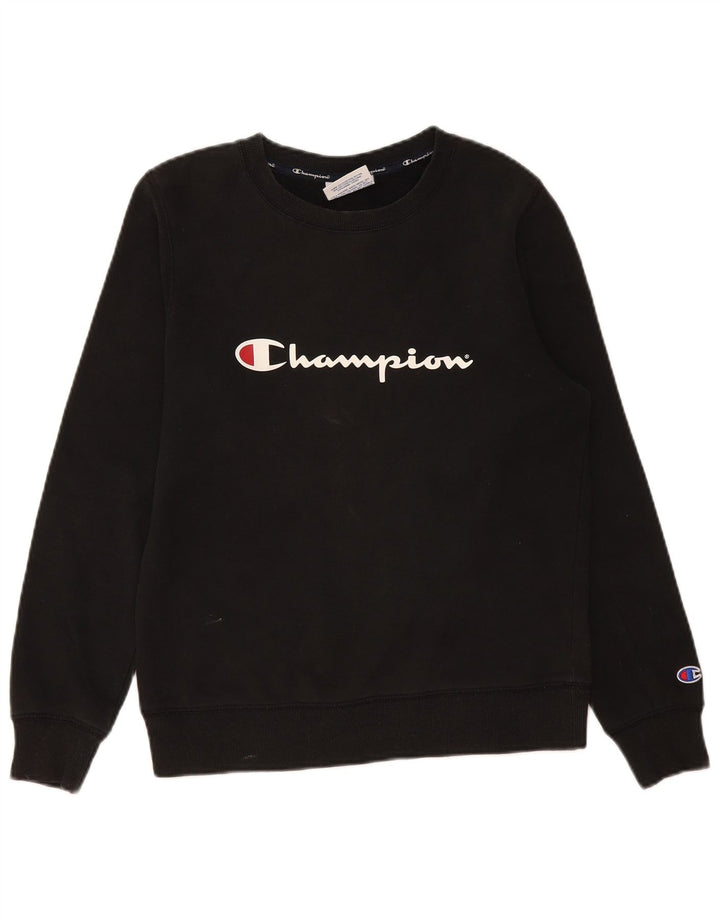 Felpa grafica da uomo Champion Felpa piccola in cotone nero