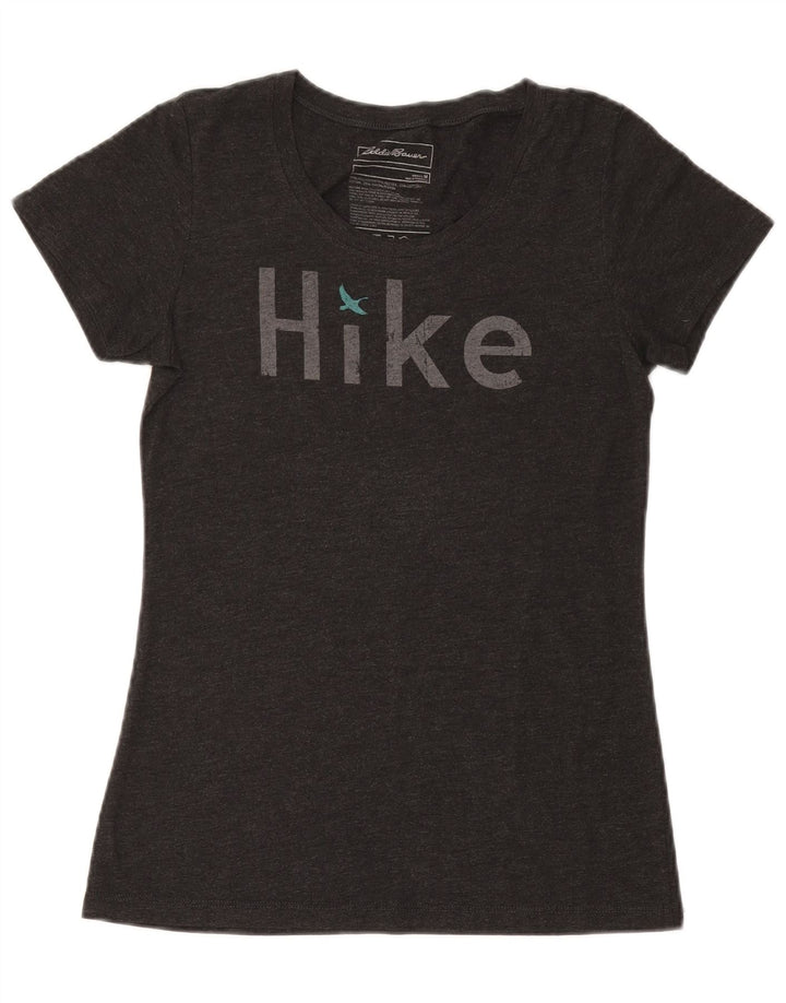 T-shirt grafica da donna EDDIE BAUER UK 12 Poliestere grigio medio