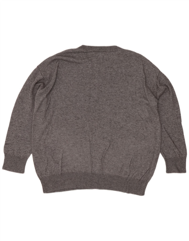 Massimo Dutti Maglione da uomo girocollo vestibilità ampia in viscosa grigia piccola