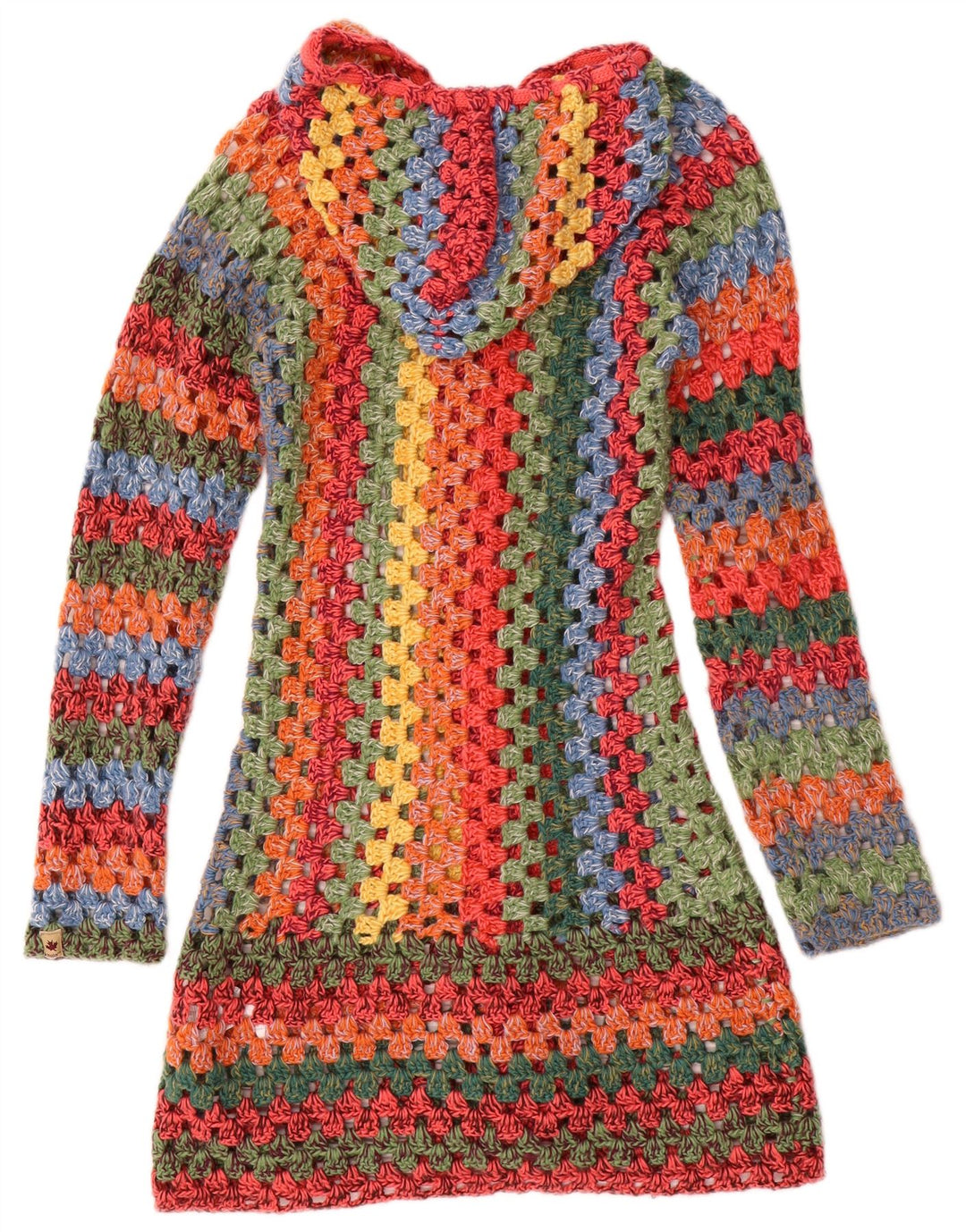 KHUJO Maglione cardigan lungo oversize da donna UK 10 piccolo multicolore