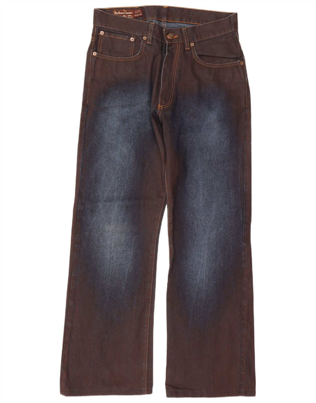 Jeans bootcut da uomo Marlboro Classics W30 L29 cotone color block marrone