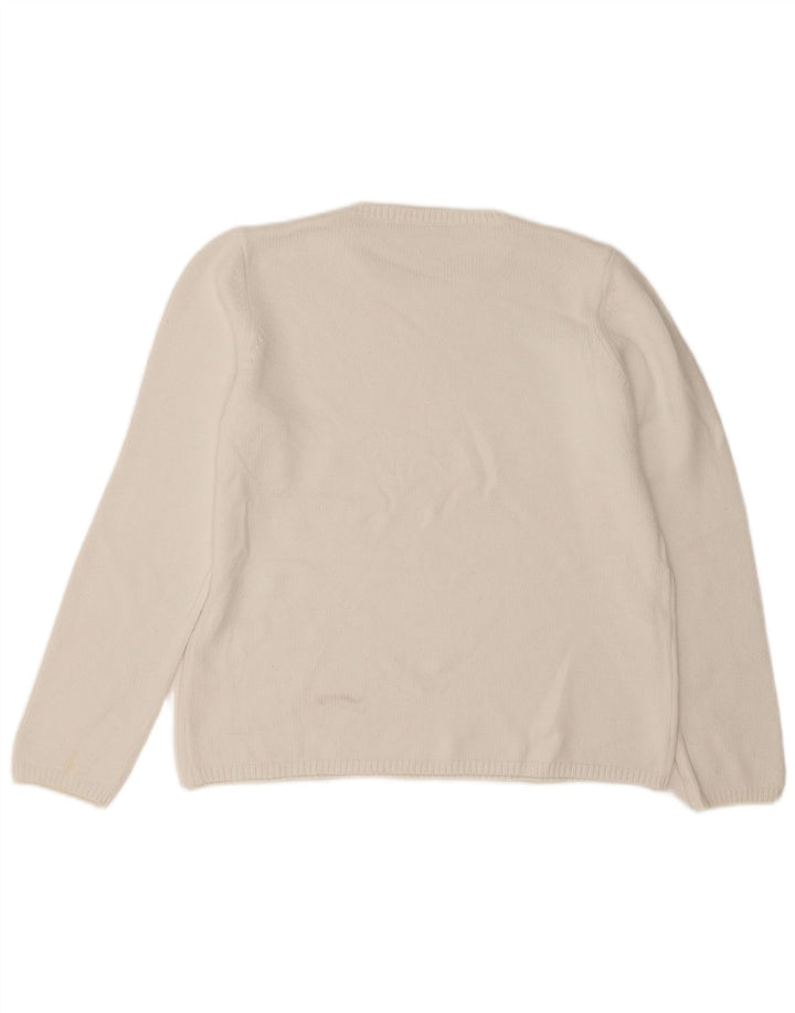Maglione maglione girocollo da donna Marks & Spencer UK 16 grande cotone bianco