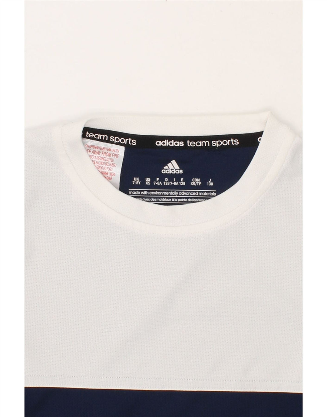 ADIDAS Boys T-Shirt Top 7-8 Years Navy Blue Colourblock Vintage Adidas and Second-Hand Adidas from Messina Hembry 