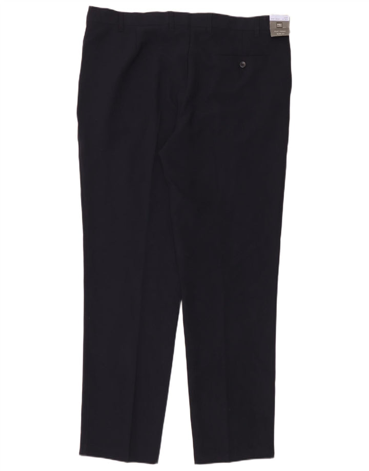 Pantaloni chino slim da uomo Marks & Spencer W40 L33 poliestere blu navy
