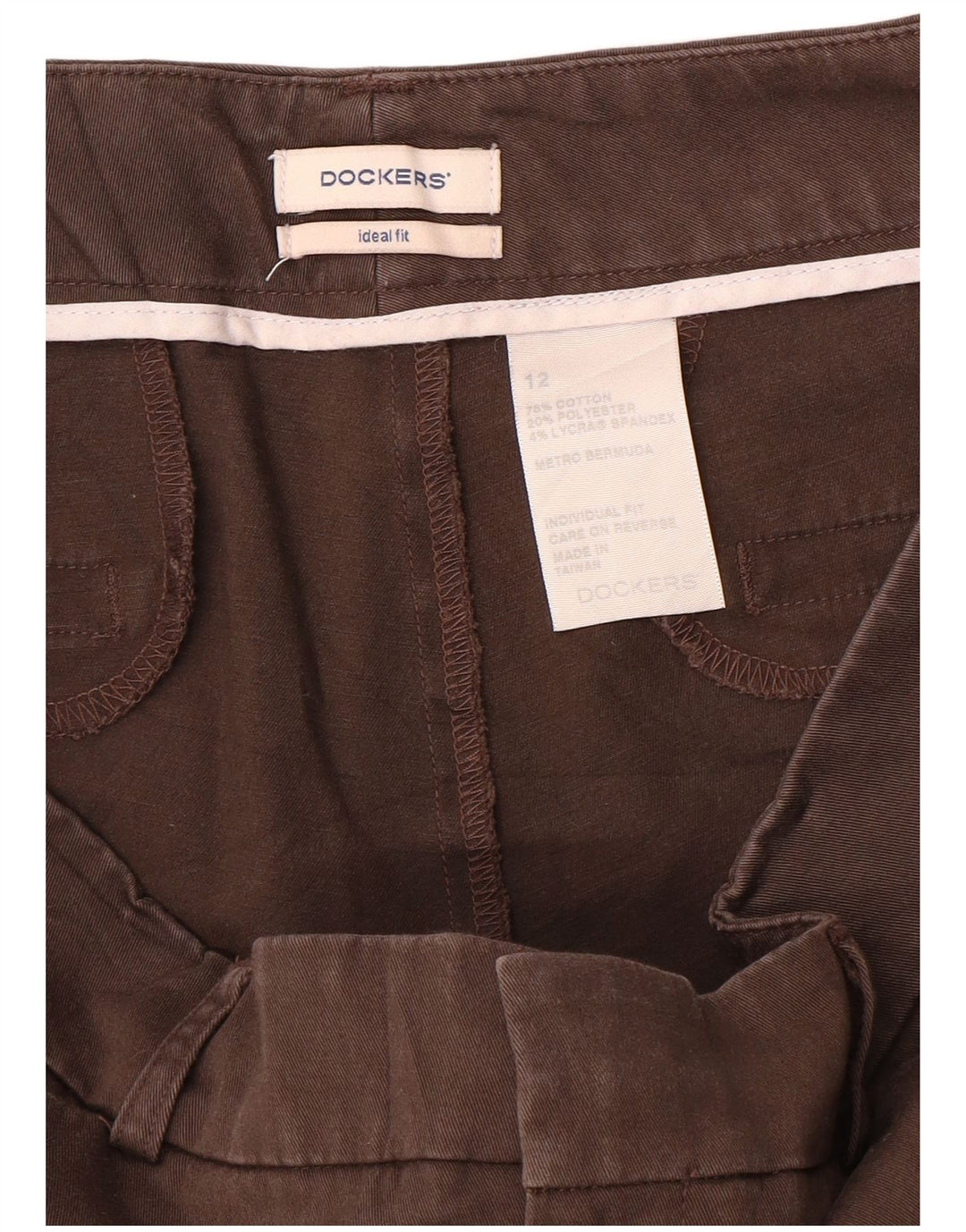 DOCKERS Pantaloncini casual da donna US 12 Large W34 Cotone marrone