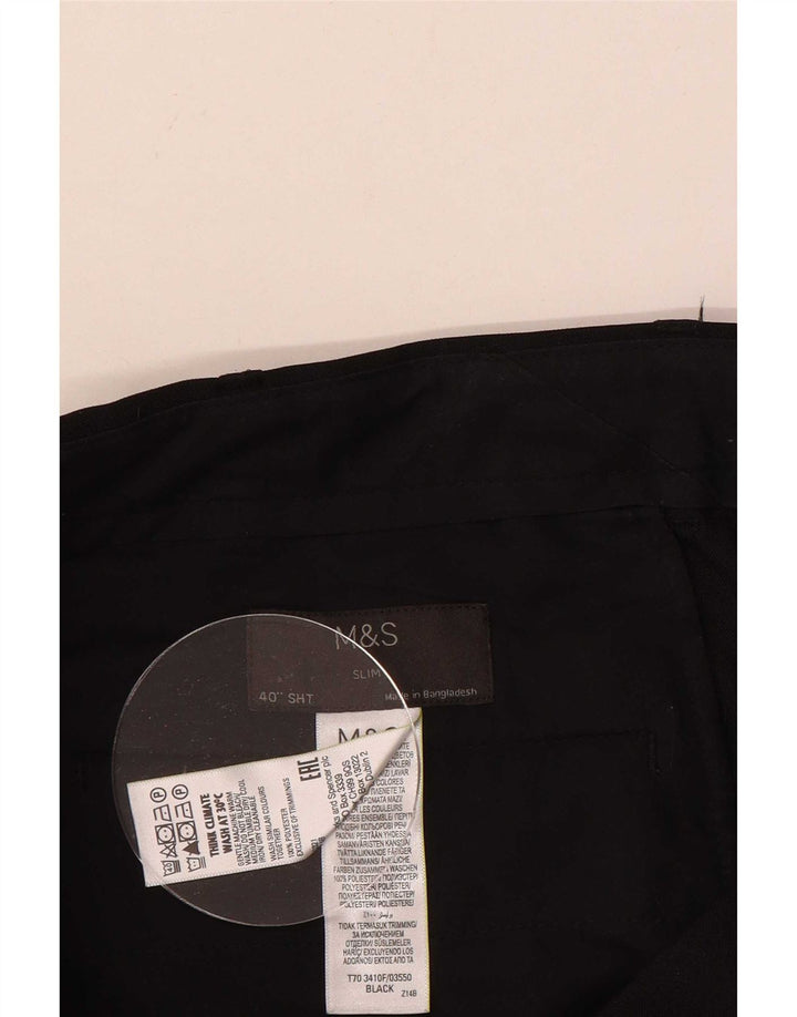 Pantaloni chino slim da uomo Marks & Spencer W40 L29 poliestere nero