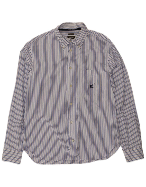Camicia slim fit da uomo Henry Cottons taglia 42 grande gessato blu