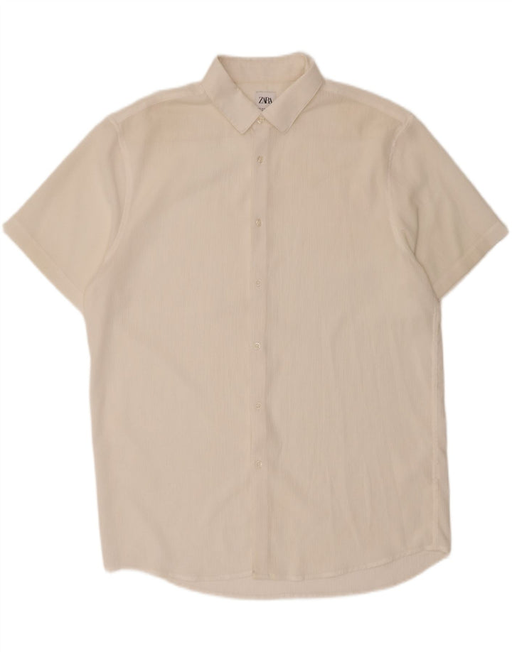 ZARA Mens Regular Fit Short Sleeve Shirt XL Off White Vintage Zara and Second-Hand Zara from Messina Hembry 