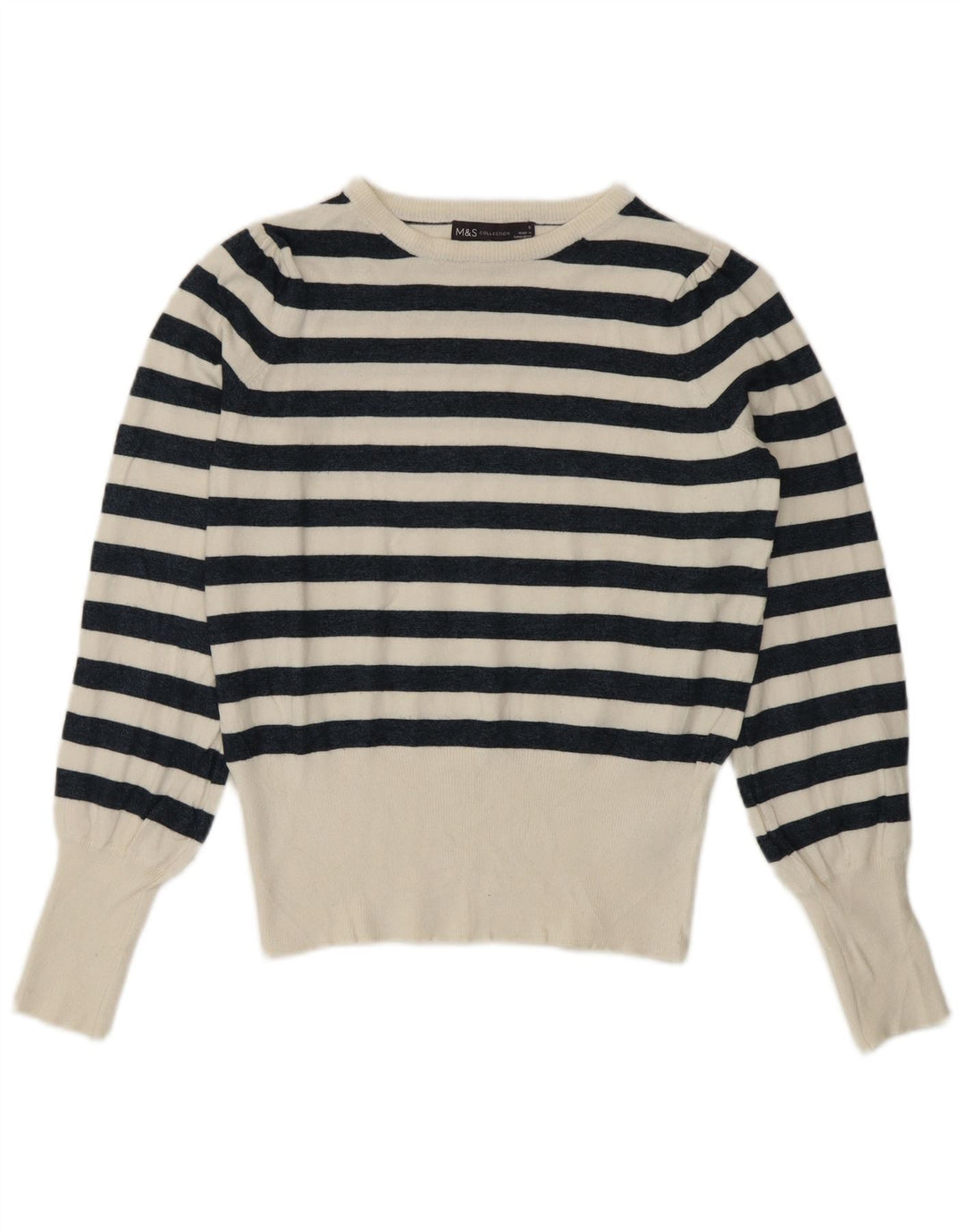 Maglione maglione girocollo da donna Marks & Spencer UK 8 piccolo bianco nautico