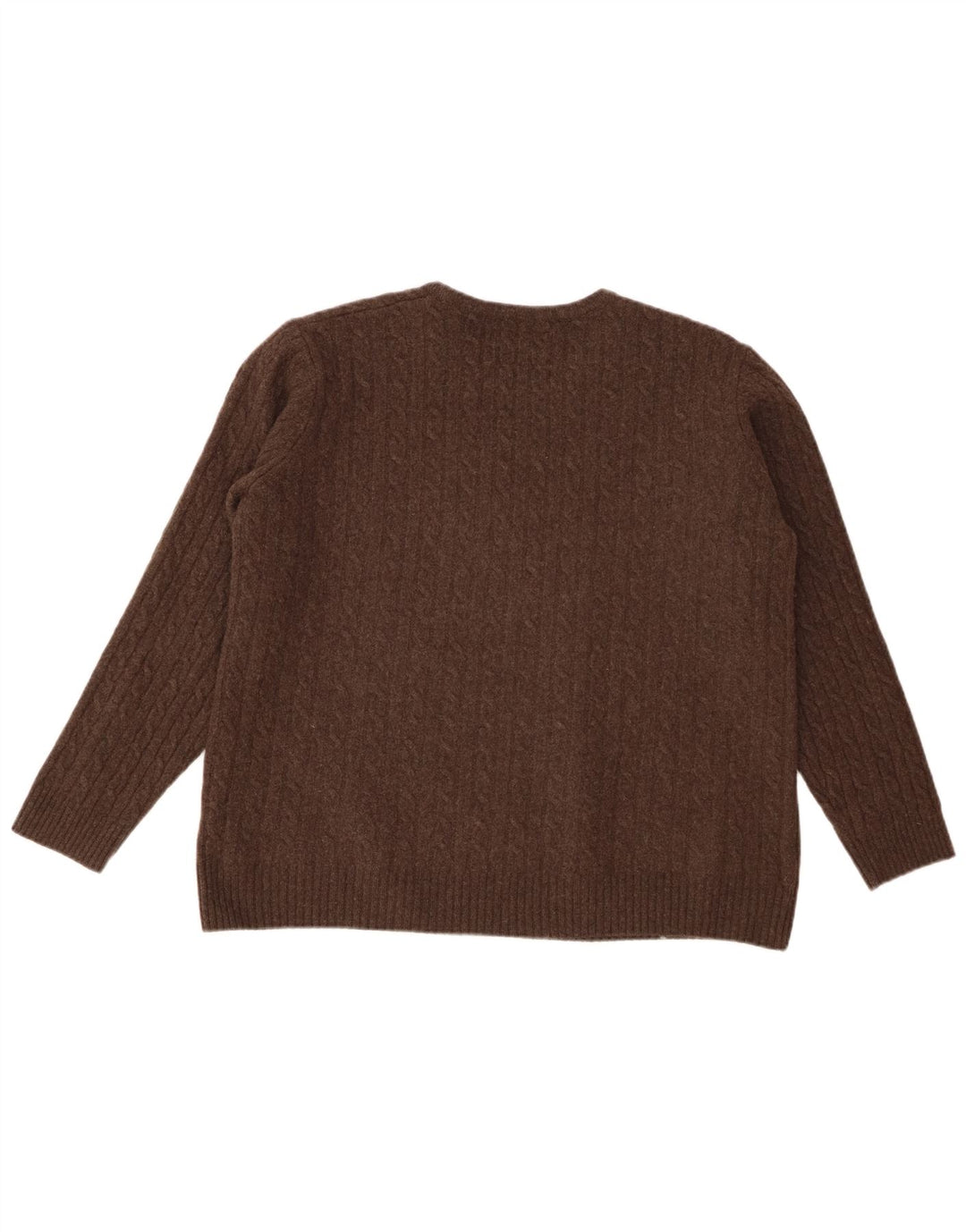 Maglione maglione girocollo da donna White Stuff UK 16 Lana d'agnello marrone grande