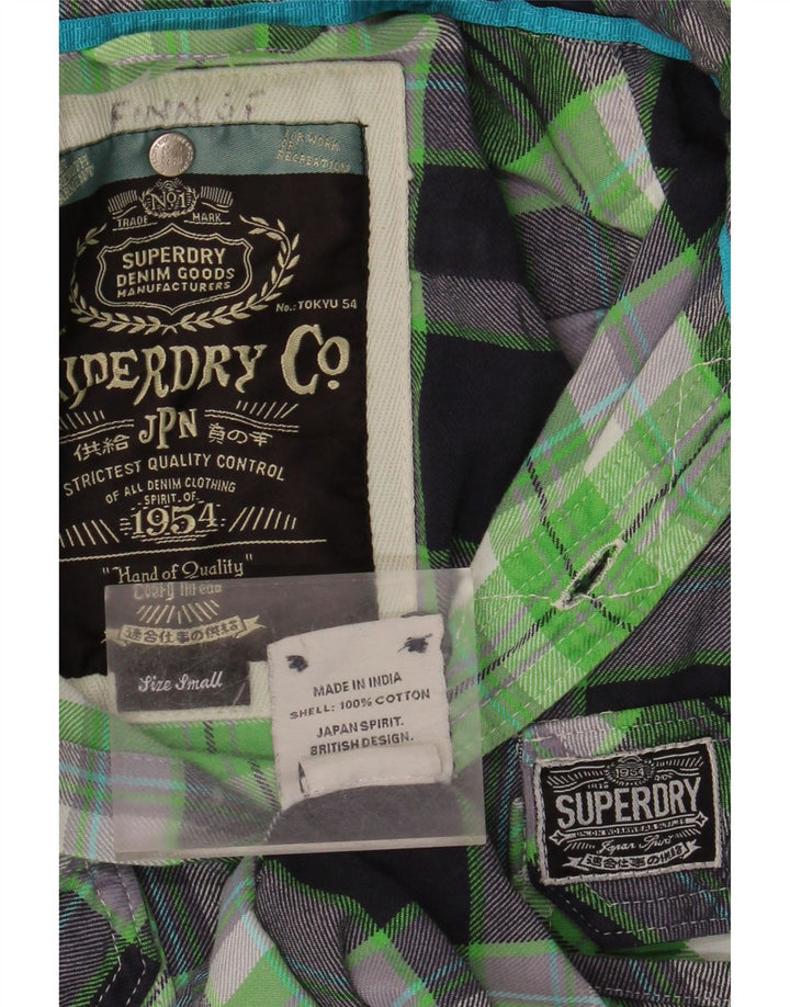 Camicia da uomo in flanella SUPERDRY a quadri piccoli in cotone verde