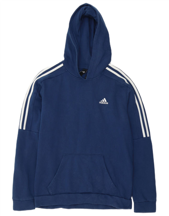 Felpa con cappuccio da uomo Adidas Small in cotone blu navy