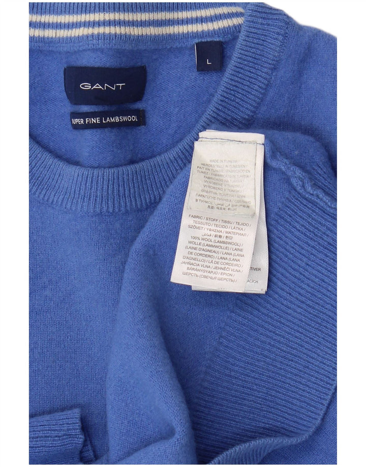 GANT Maglione da uomo girocollo maglione grande lana blu