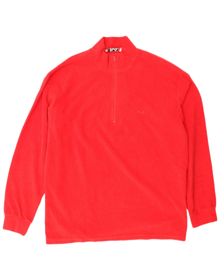 Maglione in pile da uomo FILA con zip e collo IT 54 XL rosso poliestere