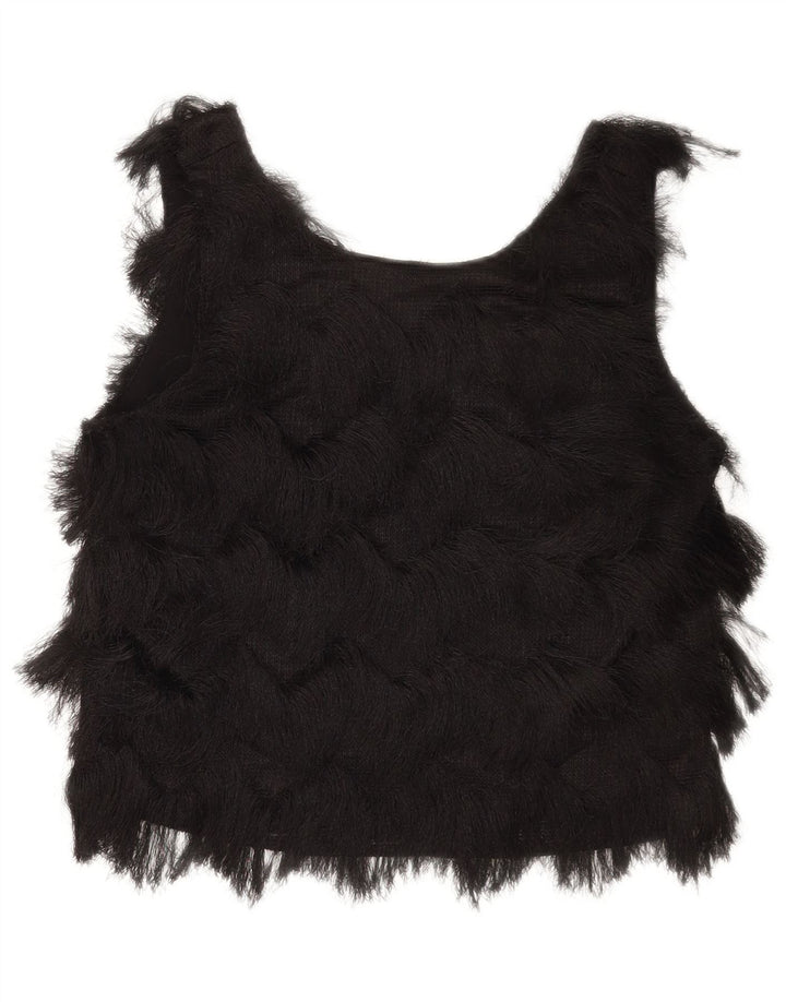 Top corto corto senza maniche da donna Zara UK 10 piccolo poliestere nero