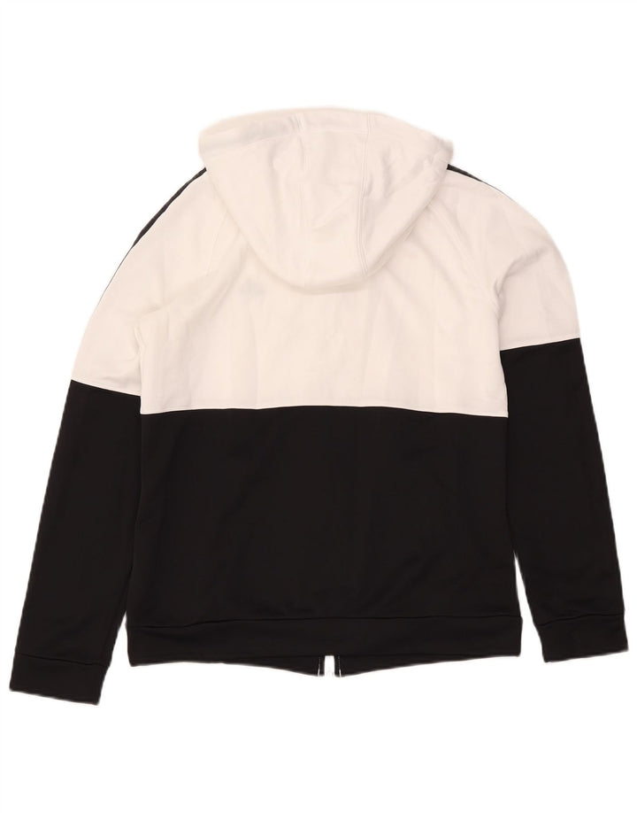 Felpa con cappuccio e zip da donna ADIDAS UK 12/14 Colorblock bianco medio