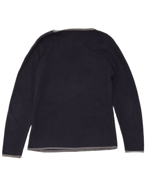 TOMMY HILFIGER Maglione da donna con scollo a barca UK 14 Large Blu Navy