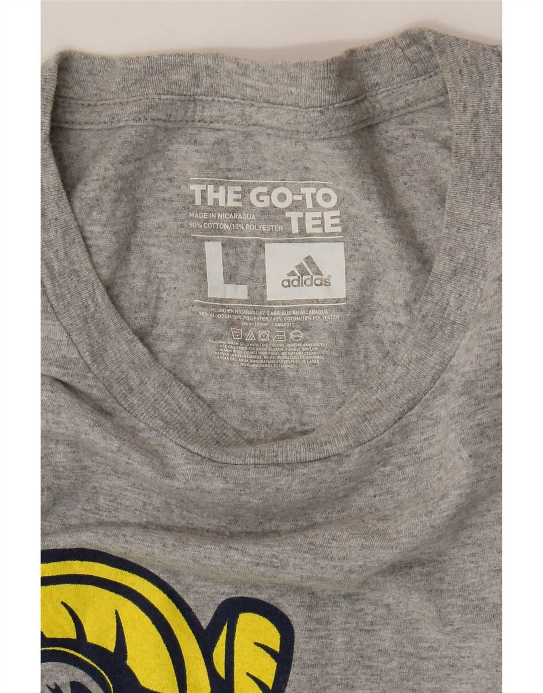 T-shirt grafica da uomo Adidas Top grande in cotone grigio