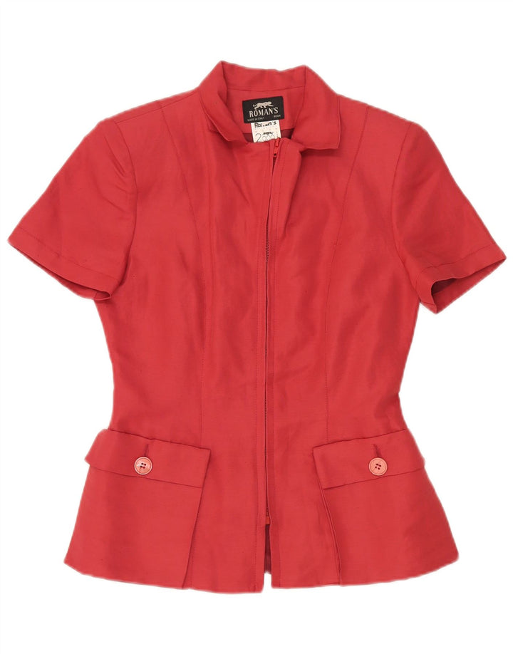 Giacca blazer con zip intera a maniche corte da donna di Roman IT 42 Lino rosso medio