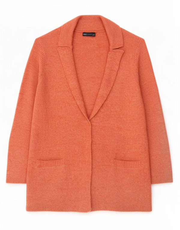 Maglione cardigan aperto lungo da donna Marks & Spencer UK 12 Arancione medio