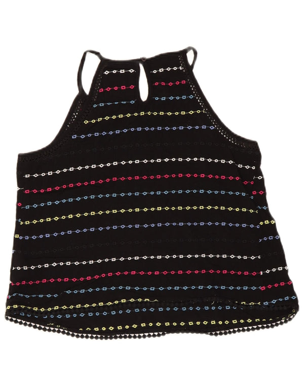 Top corto da donna Superdry UK 10 piccolo in viscosa a righe nere