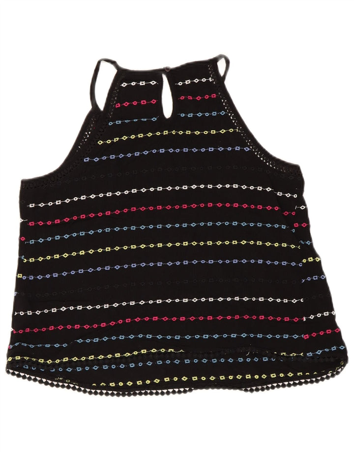 Top corto da donna Superdry UK 10 piccolo in viscosa a righe nere