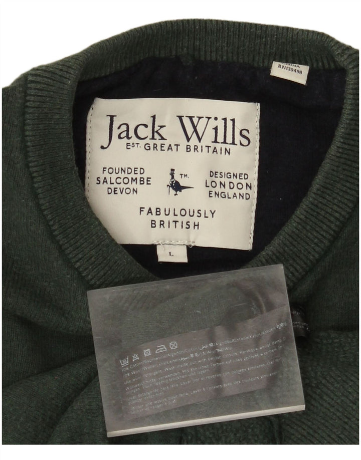 JACK WILLS Maglione da uomo girocollo grande cotone verde