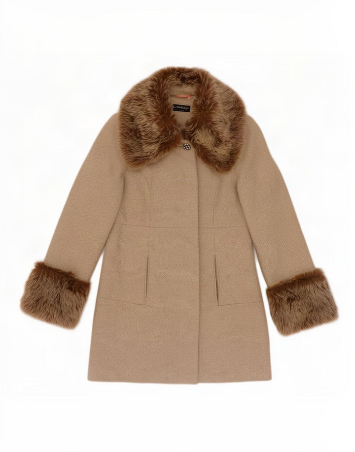 Soprabito da donna Topshop UK 12 Poliestere color block beige medio