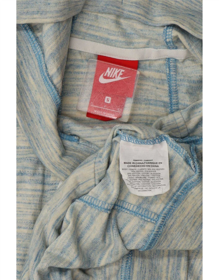 Felpa con cappuccio e zip da donna Nike UK 10 Small Poliestere screziato blu