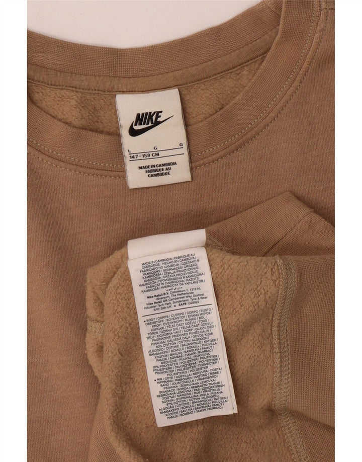 NIKE Boys Sweatshirt Jumper 12-13 Years Large  Brown Cotton