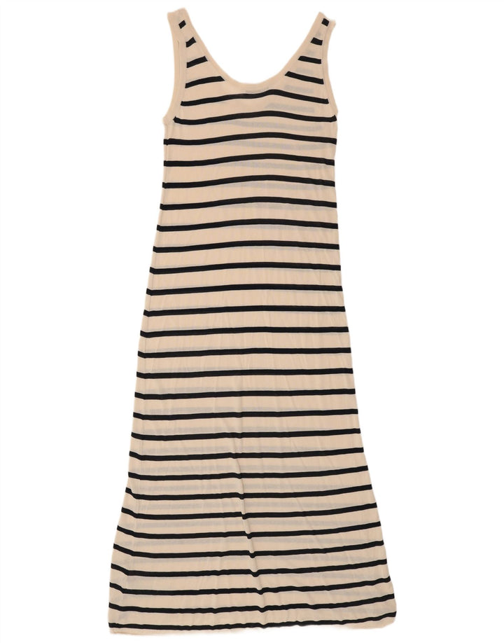 Prendisole da donna Zara UK 10 piccolo in cotone a righe bianco sporco