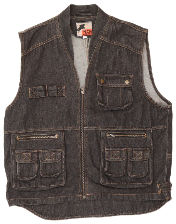 Gilet uomo denim VINTAGE IT 52 XL Cotone Grigio